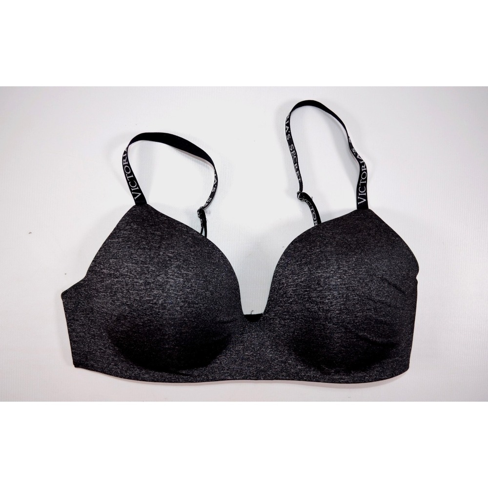 Victoria's Secret Dark Gray No Wire Bra Size 36D Padded Convertible